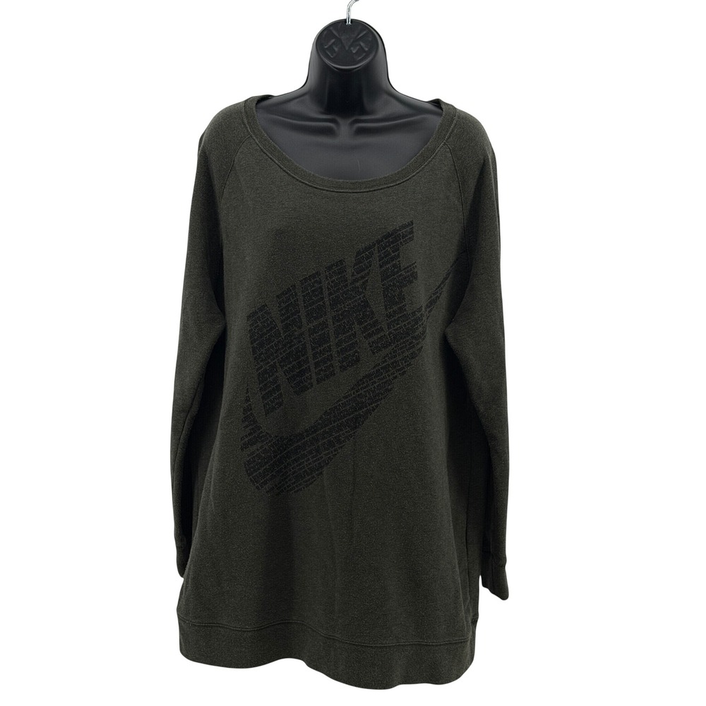 Nike Sweatshirt Womens L Graphic Swoop Neck Pullover Streetwear